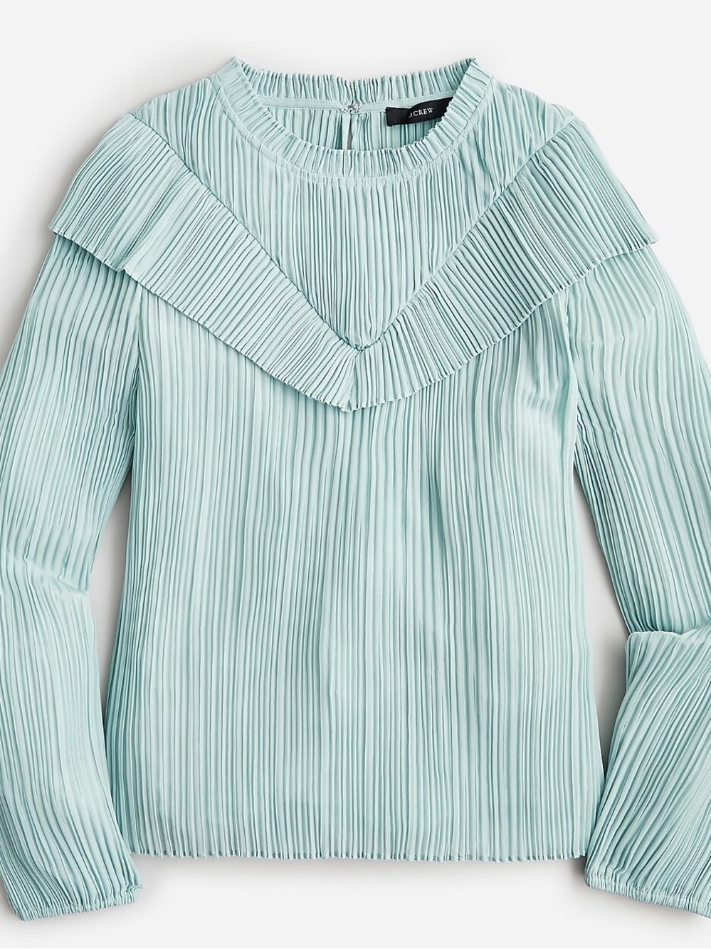 J.crew Crinkle chiffon V top blue office business casual long sleeve blouse